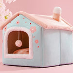 Foldable Dog House & Cat Bed – Winter Warm Enclosed Pet Kennel with Removable Nest