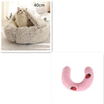2-in-1 Dog & Cat Bed – Round Plush Winter Warm Pet House with Soft Long Plush Cushion